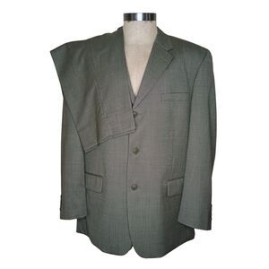 ALFANI Mens Suit 44R Pleat Front Pants 40x30 Gray Wool Cashmere Blend